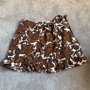 Lulu's Brown and White Floral Mini Skirt